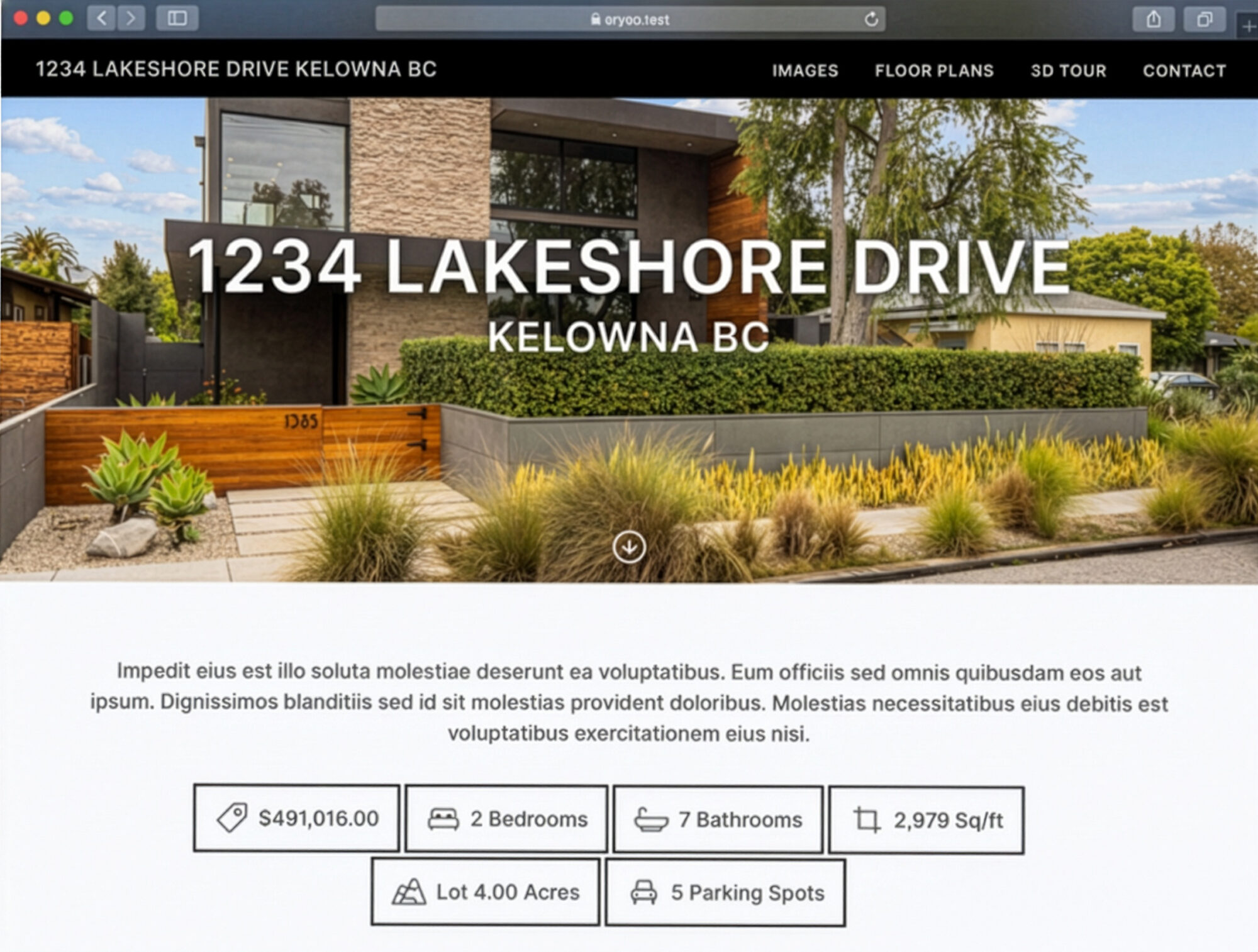 Property Website Interface Example